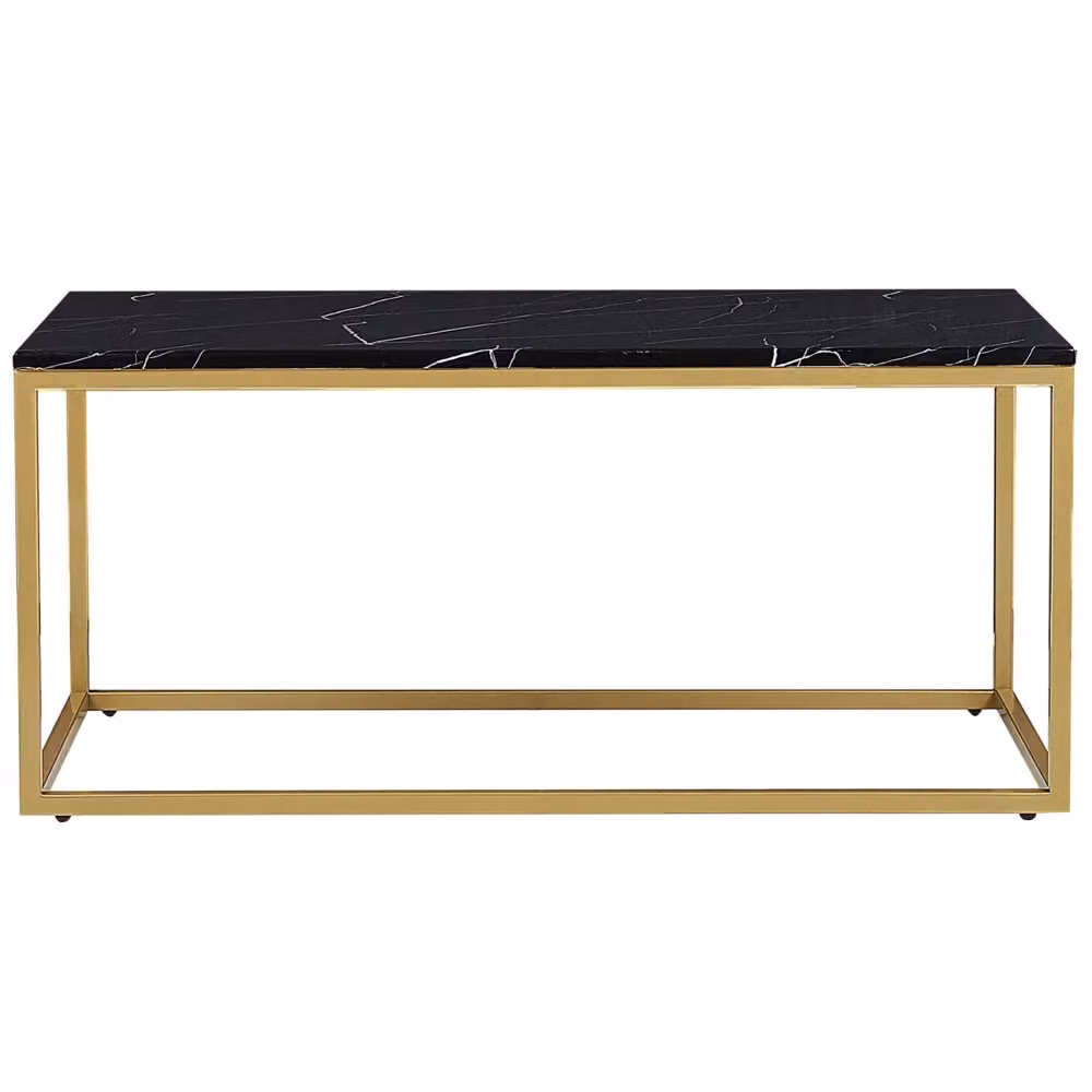Tavolino da Caffè Rettangolare Beliani Nero e Oro in Stile Industrial Glam L: 100 cm, P: 60 cm, H: 45 cm – 2