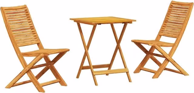 Set Bistro Pieghevole 3 pz | Set Salotto da Giardino Marrone Legno di Acacia Massello
