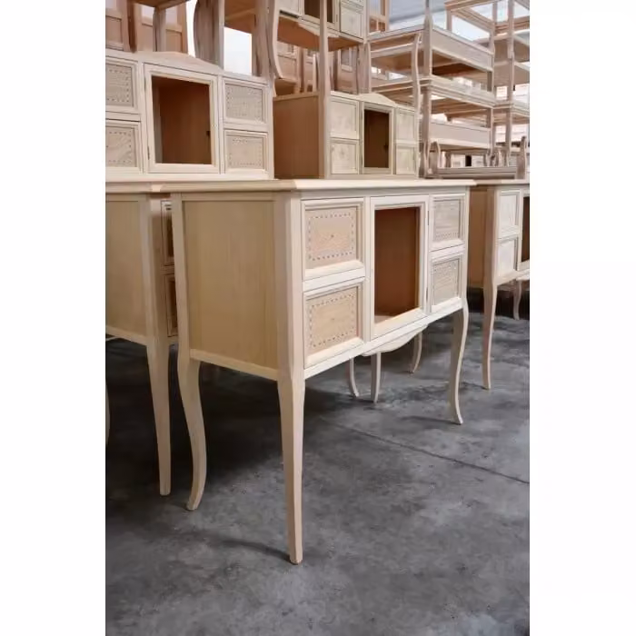 Consolle classica Mobili 2G in legno grezzo marrone con 4 cassetti e 1 porta L: 98 cm, P: 40 cm, H: 85 cm
