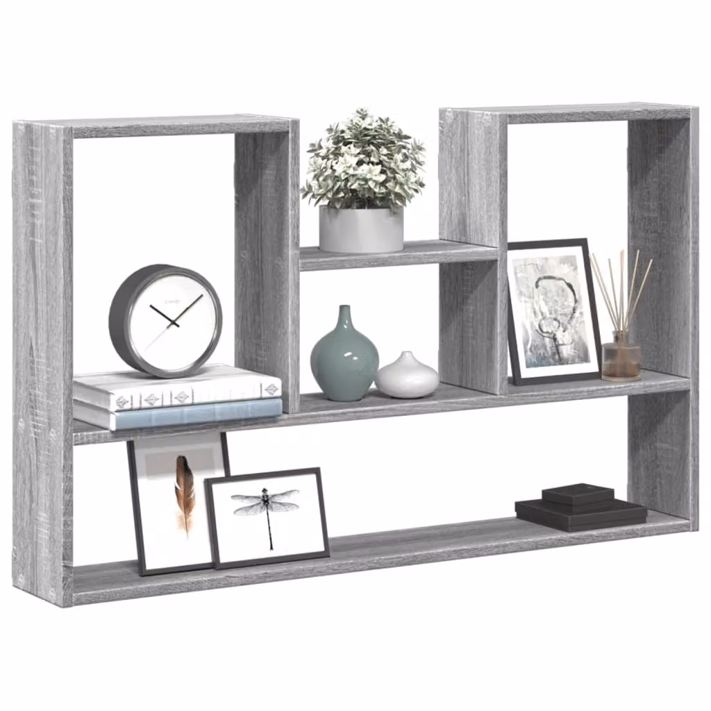vidaXL Mensola a Muro Moderna Grigia in MDF L: 99 cm, P: 15 cm, H: 60 cm