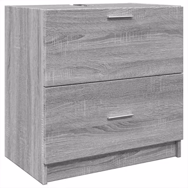 Mobile Lavabo Moderno Grigio con Ante a Battente, L/P/H: 59 x 37 x 59 cm