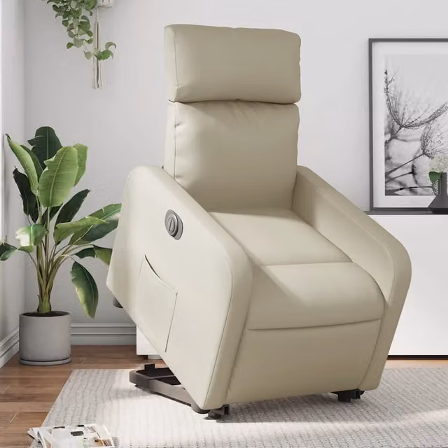 Poltrona Alzapersona Reclinabile VIDAXL in Similpelle Beige con Assistenza Elettrica per Senior