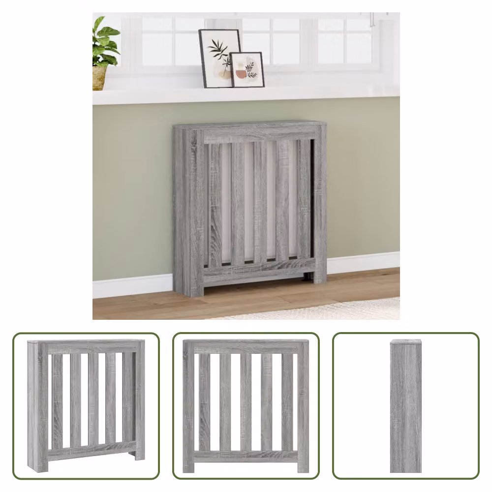 The Living Store Rivestimento per radiatori Grigio Sonoma 78x20x82 cm Materiale a base di legno