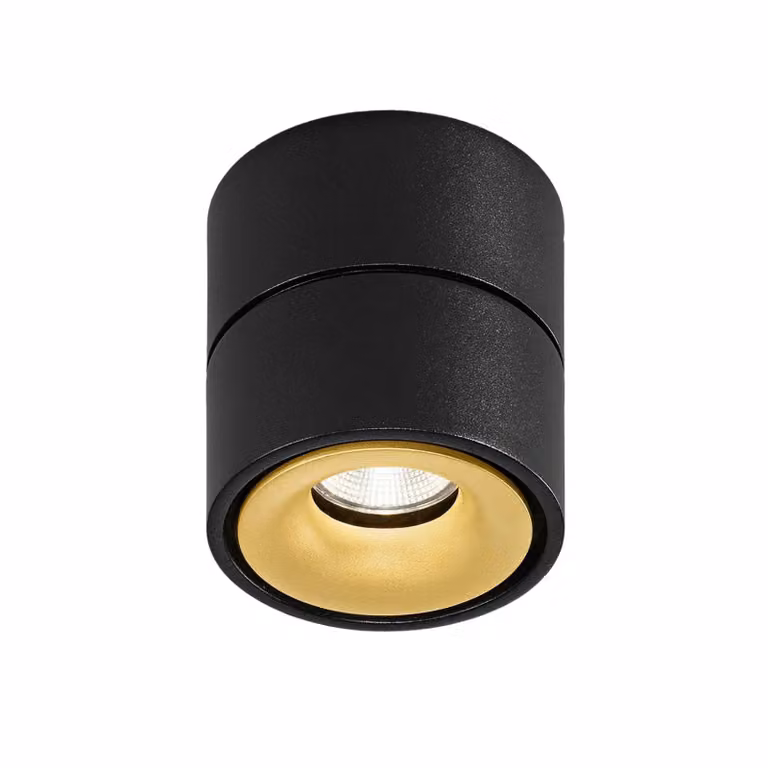 Egger Licht DLS Faretto da soffitto LED Clippo, nero-oro, 3.000K dimmerabile, Nero, Studio / Ufficio, Alluminio, Moderno, Downlight