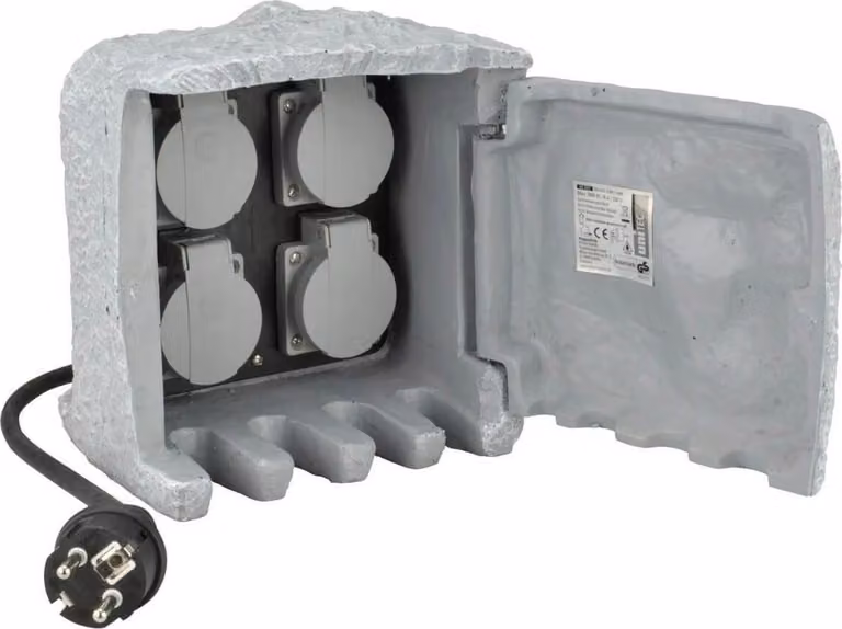 Distributore di prese da giardino a 4 vie effetto pietra IP44 1,5 m H07RN-F 3G1,5