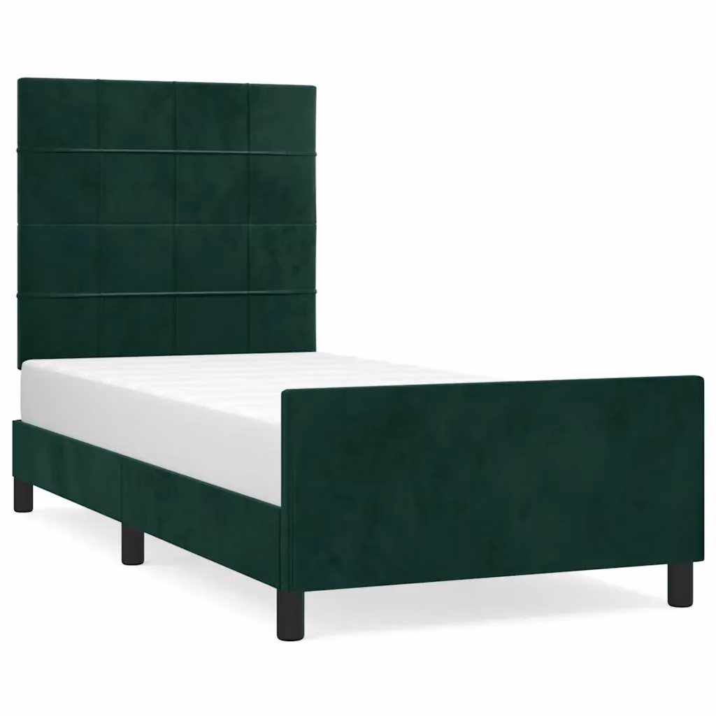 vidaXL Giroletto senza Materasso in Velluto Verde con Struttura in Legno L/P/H: 100 x 200 x 128 cm – 2