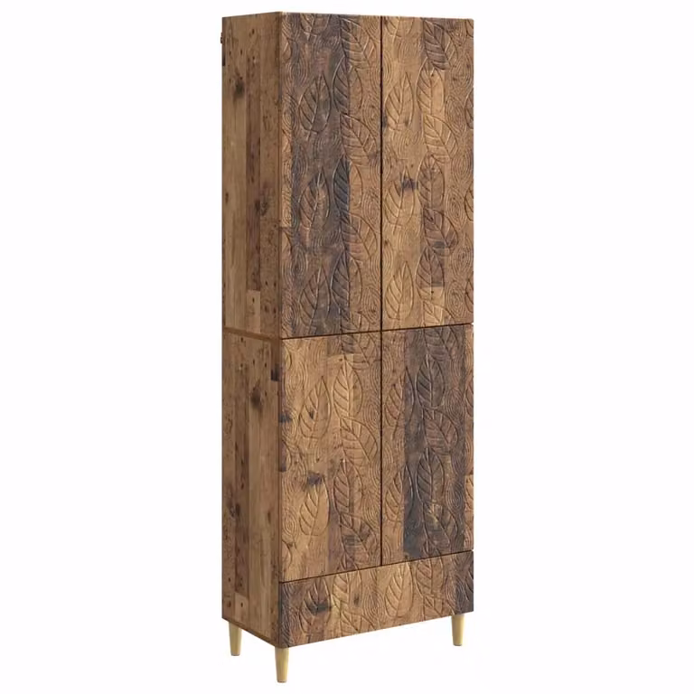 Set di 2 armadi moderni vidaXL in legno e MDF color marrone con illuminazione integrata e ripiani interni