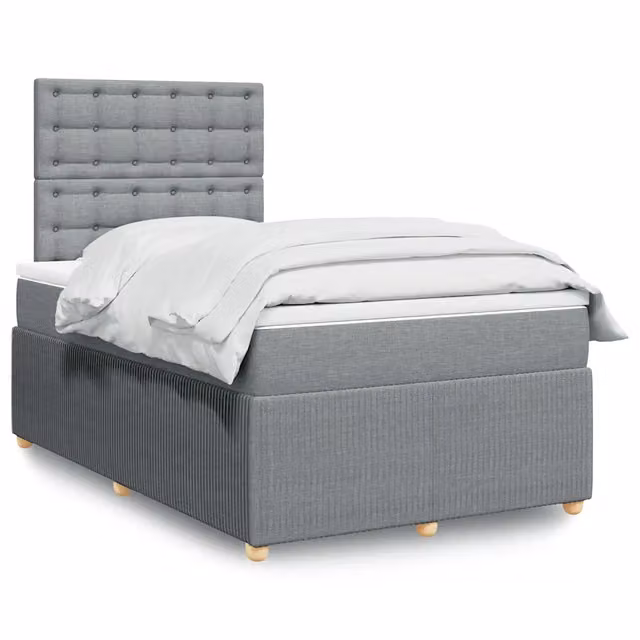 Letto con Giroletto a Molle e Materasso Ibrido vidaXL Grigio e Bianco L/P/H: 120 x 190 x 150,5 cm