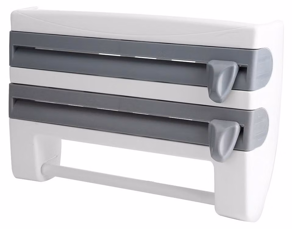 Omgoods - Portaoggetti da parete per pellicola trasparente con tagliacarti - Design ergonomico