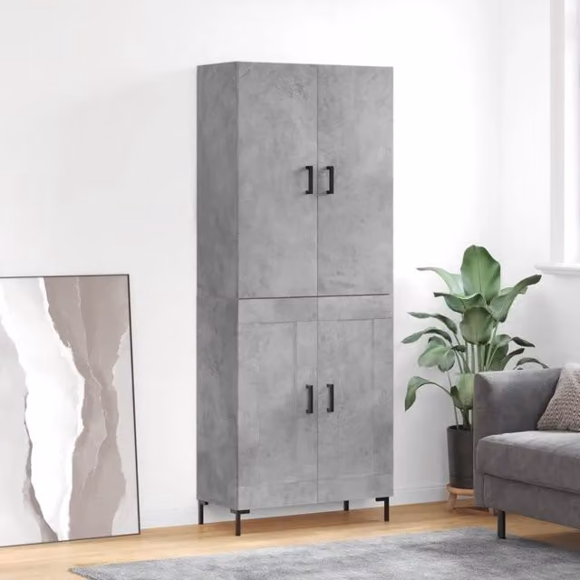 Credenza Industrial in Legno e Metallo Grigio vidaXL L: 69,5 cm, P: 34 cm, H: 180 cm