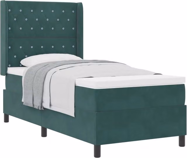 Letto a molle con materasso vidaXL in velluto verde scuro L/P/H: 90 x 190 x 140 cm