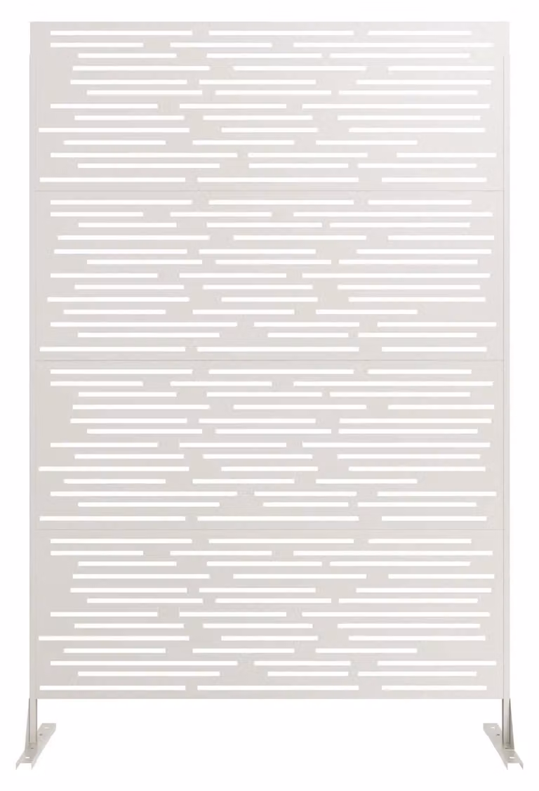 Pannello decorativo in metallo per recinzione da giardino - Elemento per schermatura visiva - 183 x 120 cm - Inossidabile - Motivo a strisce verticali e orizzontali - Colore: marrone