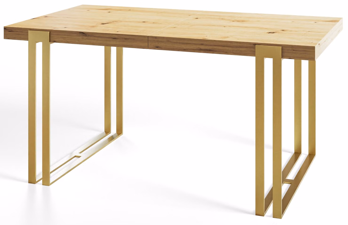 Tavolo da pranzo rettangolare rosa, tavolo da salotto moderno 180-280 x 90 x 77 cm, Artisan con gambe in metallo dorato