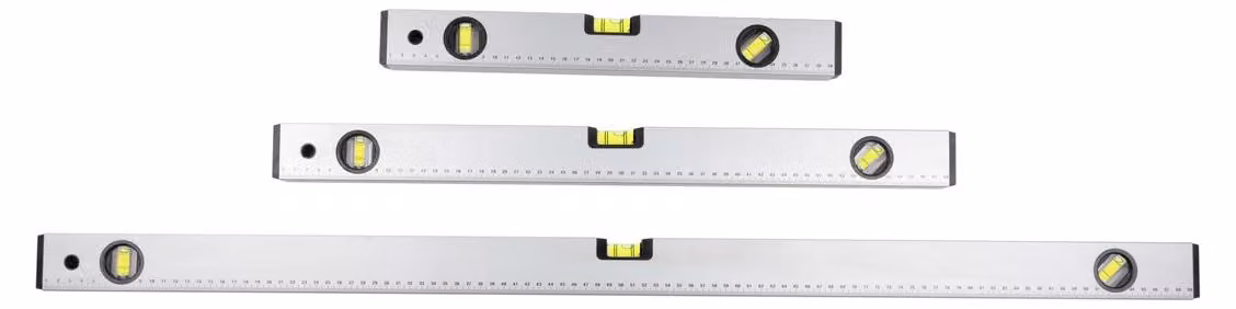 Set di livelle a bolla d'aria Kinzo 40/60/100 CM - 0°/ 45°/ 90° - alluminio - grigio