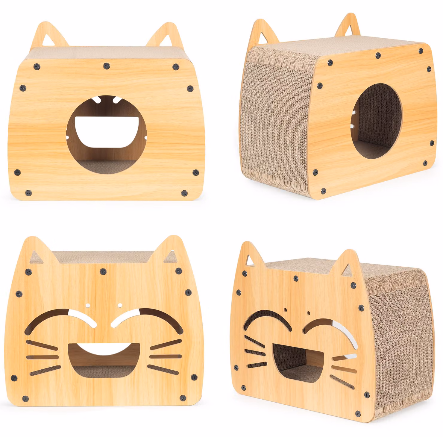 Lebula: tiragraffi e cuccia per gatti a forma di gatto, in MDF ecologico, 44x25x38