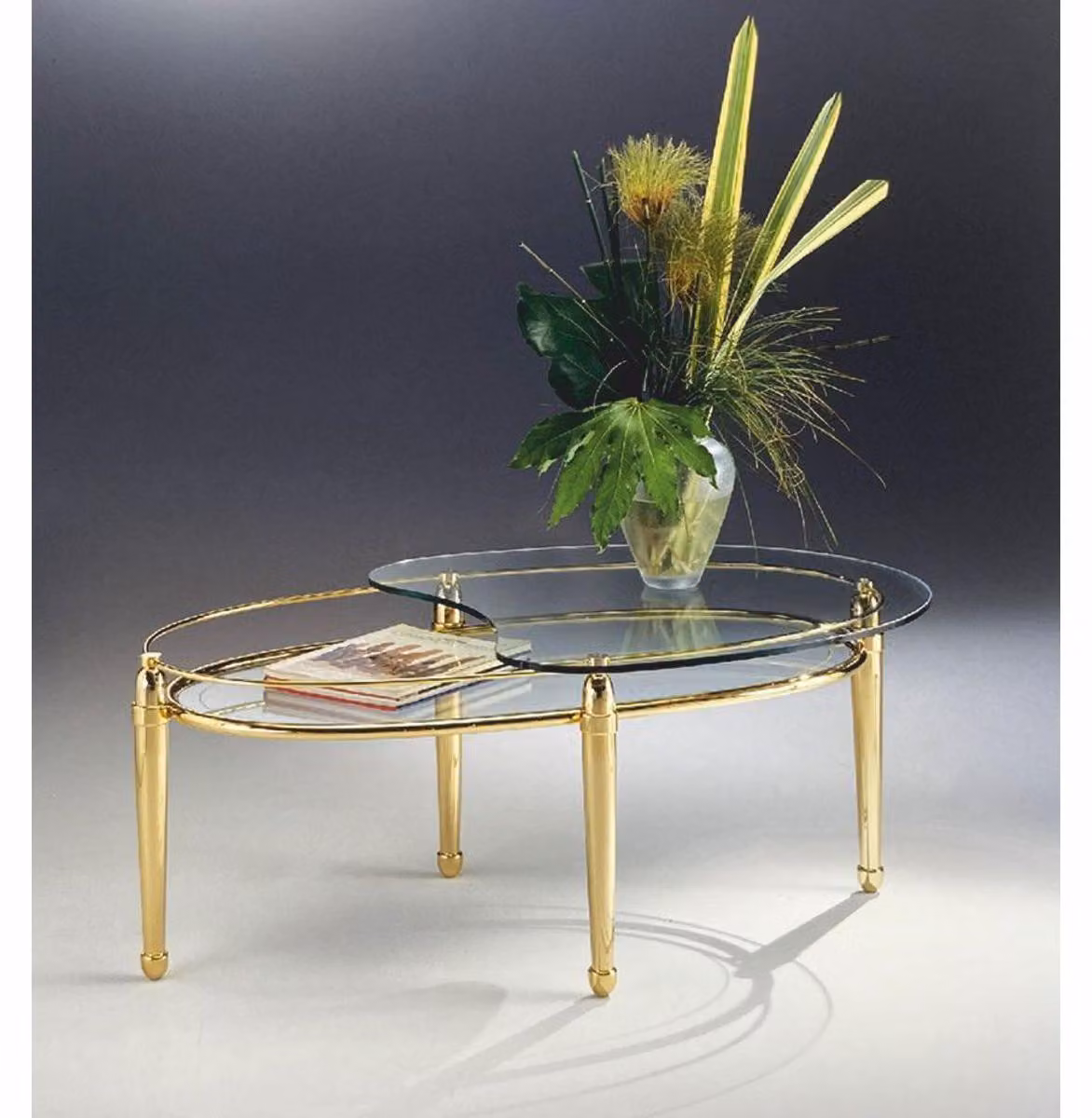 Casa Padrino Tavolino in ottone con piano in vetro 115 cm - Italy