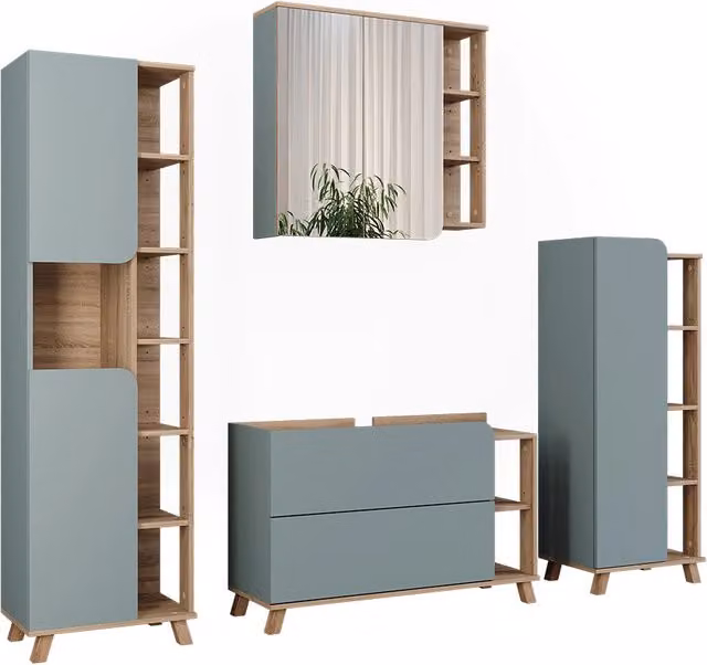 Set di mobili da bagno Karen Sonoma/Blu 4 pezzi Vicco