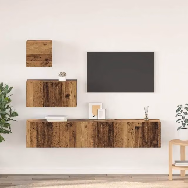 Set mobile TV moderno vidaXL in legno ingegnerizzato color marrone per soggiorno – 1