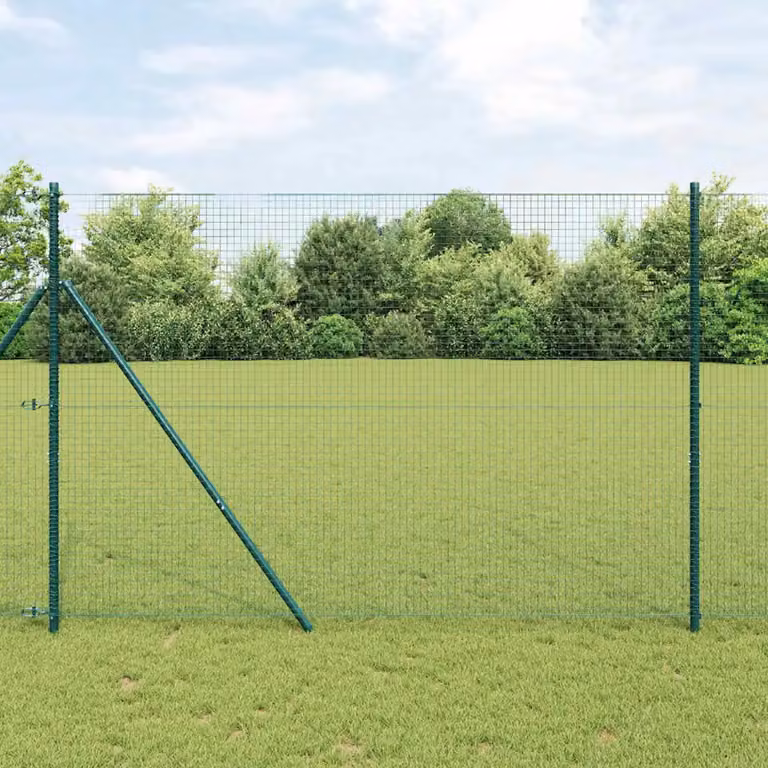 Recinzione a rete saldata vidaXL in acciaio e PVC verde da fissare a terra, L: 25 m, H: 1,5 m