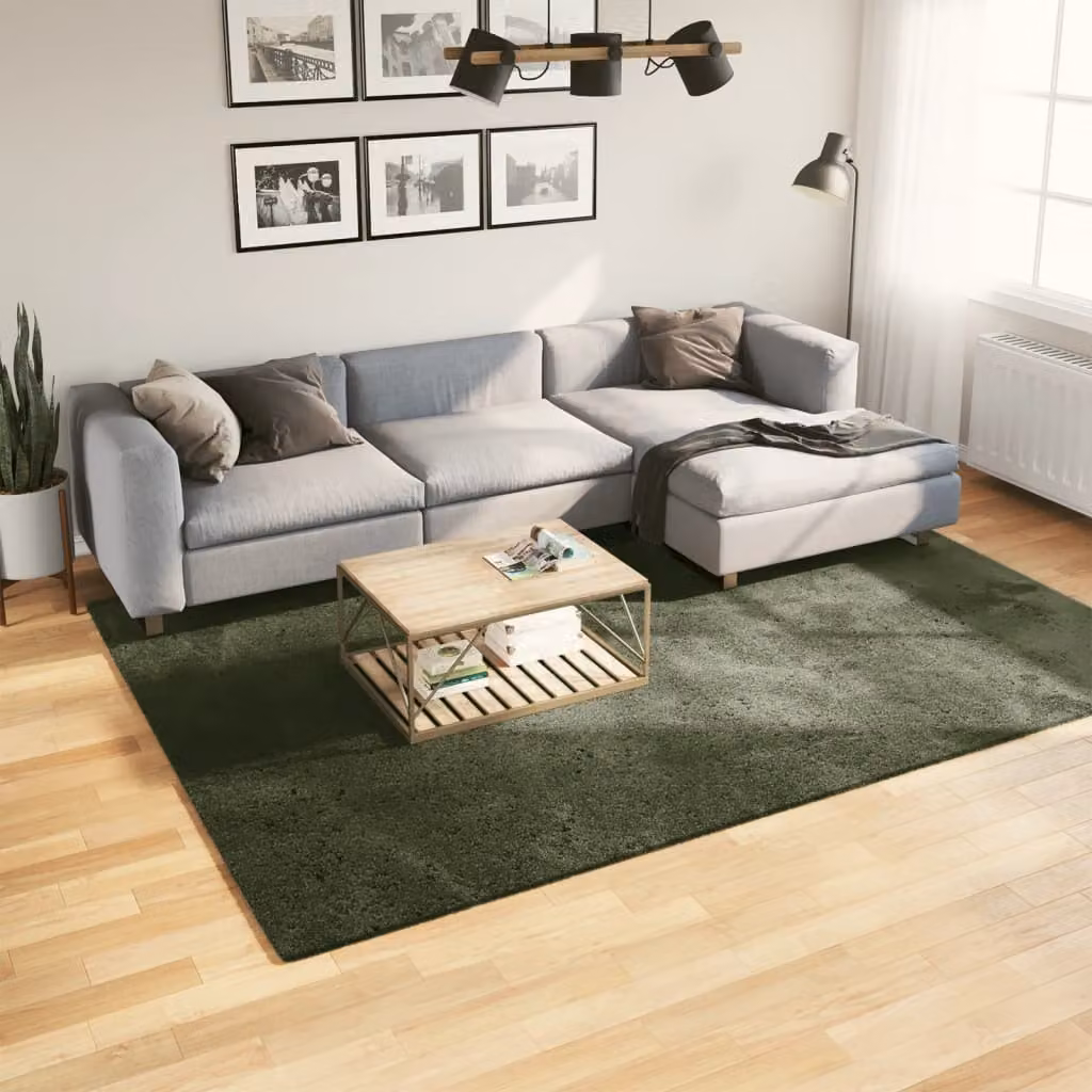 vidaXL Tappeto Pelo Corto HUARTE Verde Bosco, Lavabile e Antiscivolo, L: 280 cm x P: 200 cm