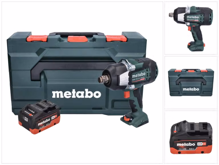 Metabo SSW 18 LTX 1750 BL avvitatore a impulsi a batteria 18 V 1750 Nm 3/4" brushless + 1x batteria ricaricabile 8,0 Ah + metaBOX - senza caricatore