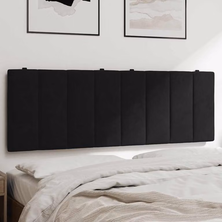 Cuscino Testiera Hanko vidaXL in Velluto Nero, Larghezza: 140 cm