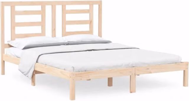 Letto matrimoniale in legno massello di pino naturale stile rustico L/P/H: 160 x 200 x 165,5 cm