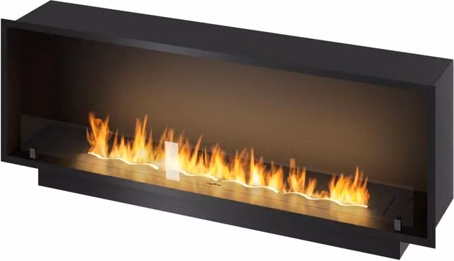 Caminetto a Bioetanolo da Incasso Sololed Inside Black 1500, Nero Opaco, con Vetro e Bruciatore da 5L