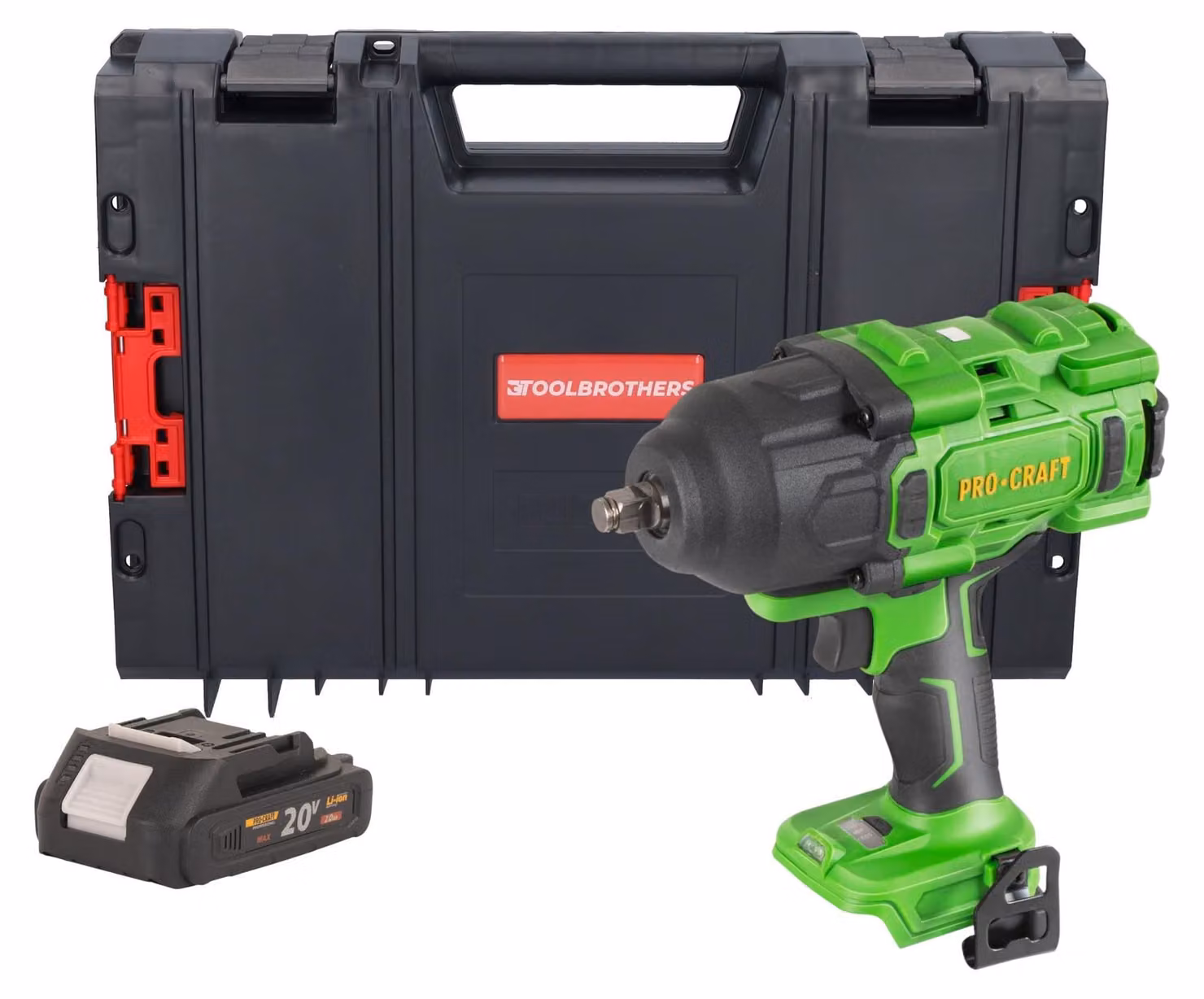 Avvitatore a impatto a batteria Procraft PWA80bb 20 V 1600 Nm 1/2" Brushless + 1x batteria 2,0 Ah + valigetta RHINO - senza caricabatterie