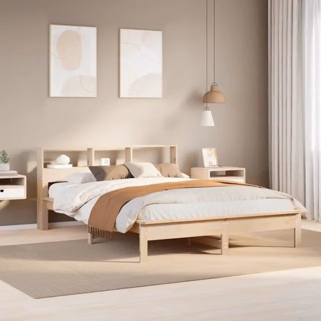 vidaXL Letto in Legno Massello di Pino Rustico Marrone, L/P/H: 140 x 190 x 80 cm – 1