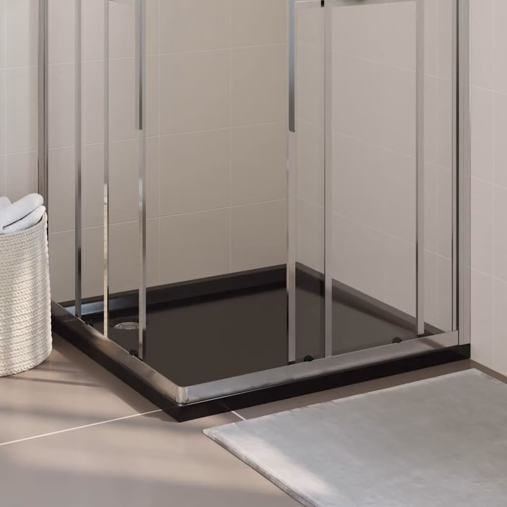 Piatto doccia quadrato vidaXL in plastica nera 90 x 90 cm – 1