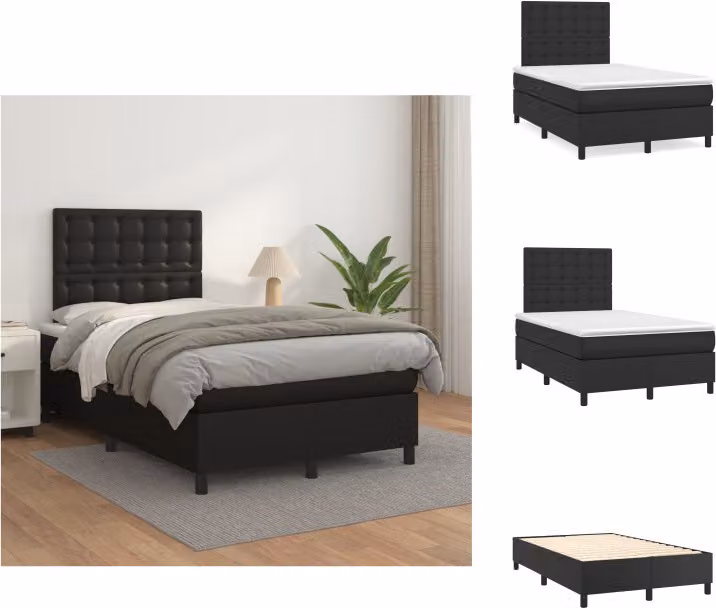 vidaXL Letto a molle con materasso nero 120x200 cm in Pelle finta - Letti e strutture letto