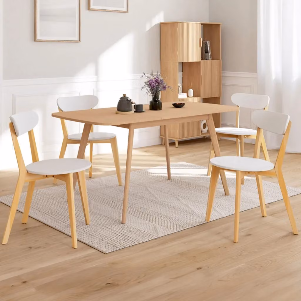 Set di 4 sedie da pranzo scandinave FREJA IDMarket bicolore bianco e legno – 2