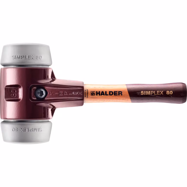 Mazza SIMPLEX soft-face con corpo in ghisa malleabile e manico in legno, Ø 80 / manico 230 mm TPE-mid