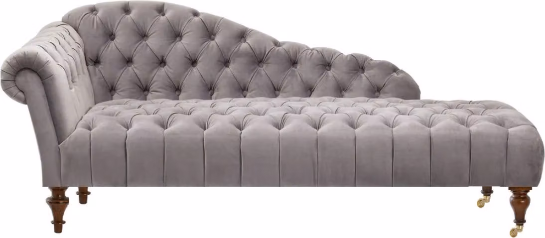 Chaiselongue Klassische Möbel Beige Wohnzimmer Sofa Stoff Chesterfield Textil