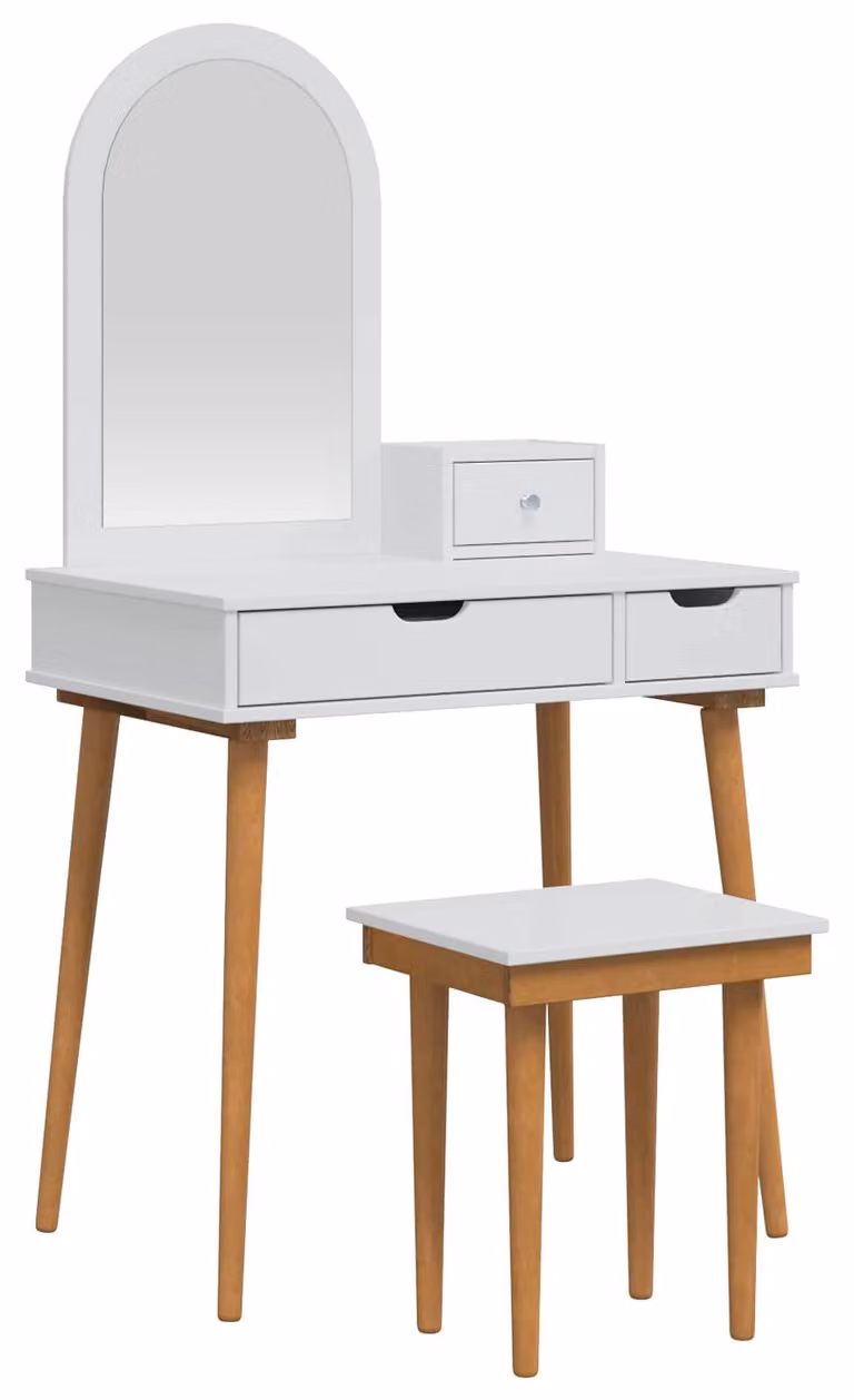Set da trucco FAUSKE, 4 pezzi, bianco, 76 x 50 x 143 cm