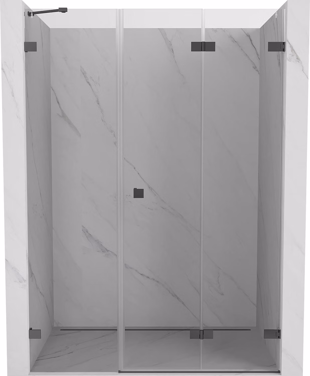 Mexen Lunar-F porta doccia pieghevole destra 145 cm, trasparente, gun metal - 836S-145-050-95-00-P