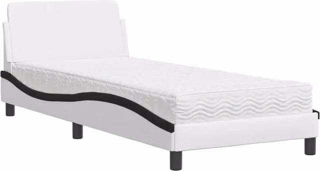 Letto singolo | Letto per adulti | Letto con Materasso Dover Nero e Bianco 80x200 cm in Similpelle