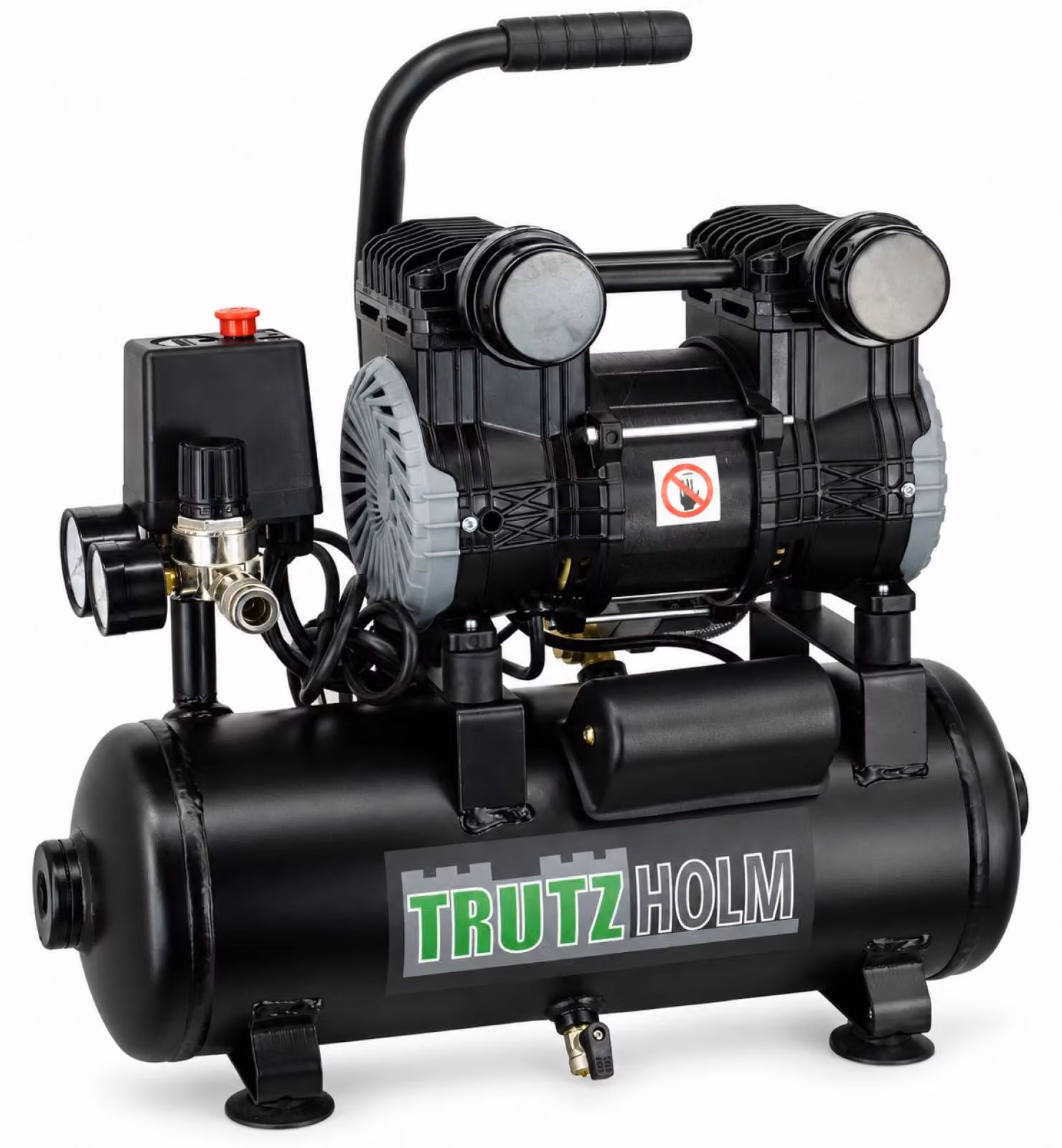 Compressore silenzioso portatile 9L Compressore silenzioso, senza olio, 900 W, 57 dB(A) , 8 bar, accessori inclusi