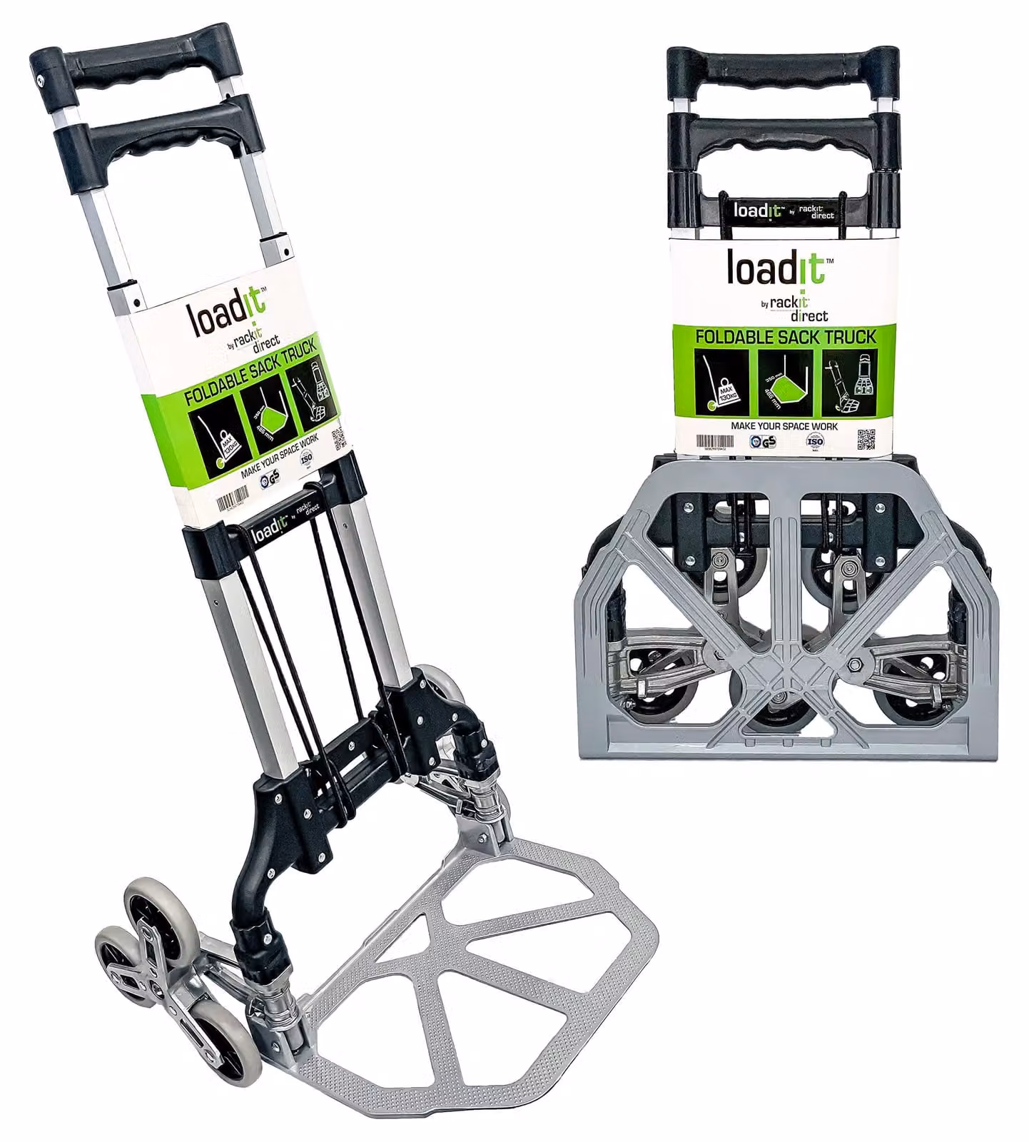 Carrello pieghevole per scale, portata 70 kg – 6 ruote in gomma, alluminio