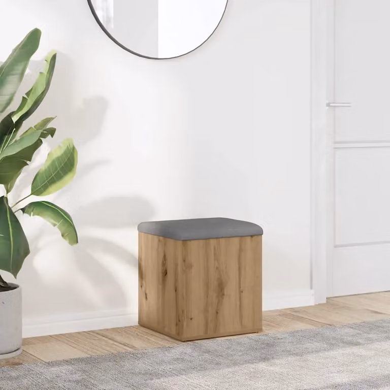 Panca porta scarpe vidaXL in stile moderno con seduta in tessuto, colore rovere e finitura opaca, L/P/H: 42 x 42 x 45 cm