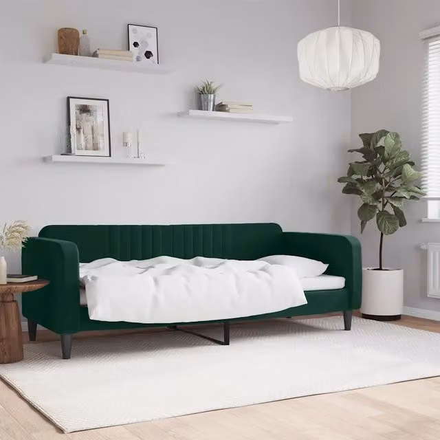 Letto da giorno verde vidaXL con struttura imbottita e design moderno