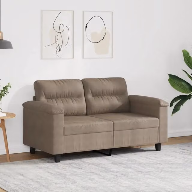 Divano a 2 Posti-Sofa 2 Posti Tortora 120 cm in Tessuto Microfibra
