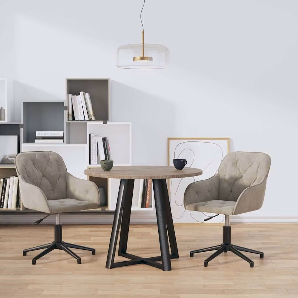 Set di 2 sedie da pranzo girevoli vidaXL in velluto grigio chiaro – 1