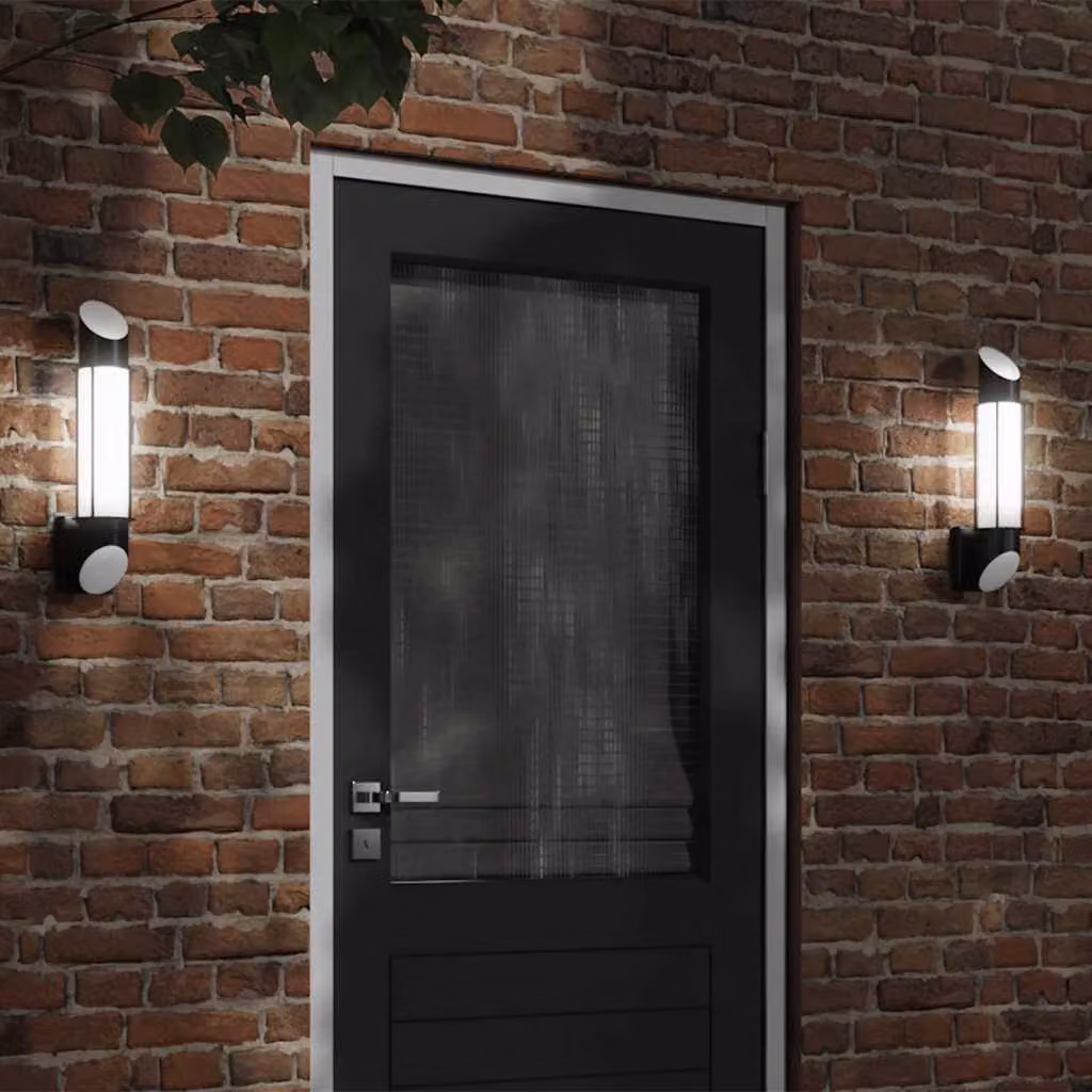 Applique da esterno vidaXL nera in acciaio inossidabile con montaggio a parete e illuminazione up-down per giardino