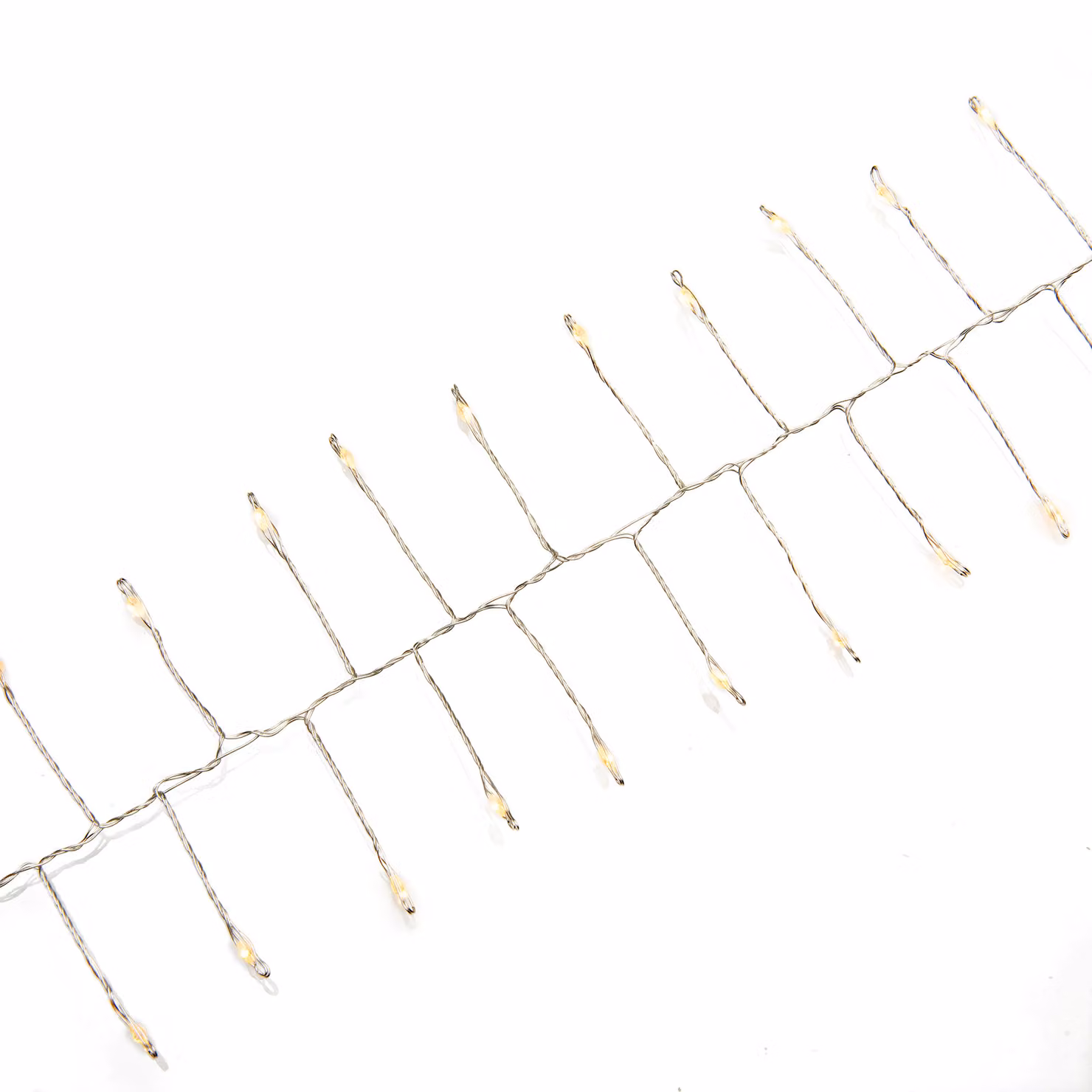 Micro luci LED, "Firecracker", 200 diodi color ambra, 4,5 V, per interni, filo argentato