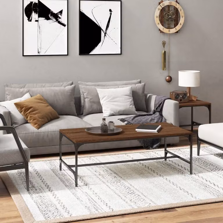 Tavolino The Living Store in rovere marrone 100x50x35 cm materiale a base di legno