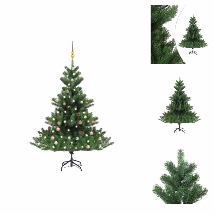 vidaXL Albero di Natale artificiale Nordmann LED & baubles verde 150 cm - Alberi di Natale