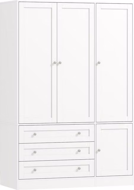 HOMCOM Armadio moderno con barra appendiabiti, 3 cassetti e ripiano regolabile, bianco   Aosom Italy