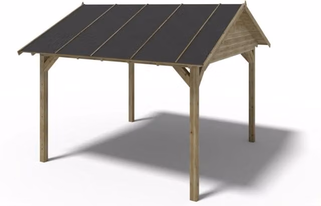 Gazebo da giardino in legno di abete impregnato ALTANKA ALT36 L: 404 cm, P: 417 cm, H: 325 cm, colore marrone e verde – 1